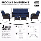 UPTIOT Ensemble de canapé d'extérieur modulaire avec poufs convertibles et coussins résistants aux intempéries