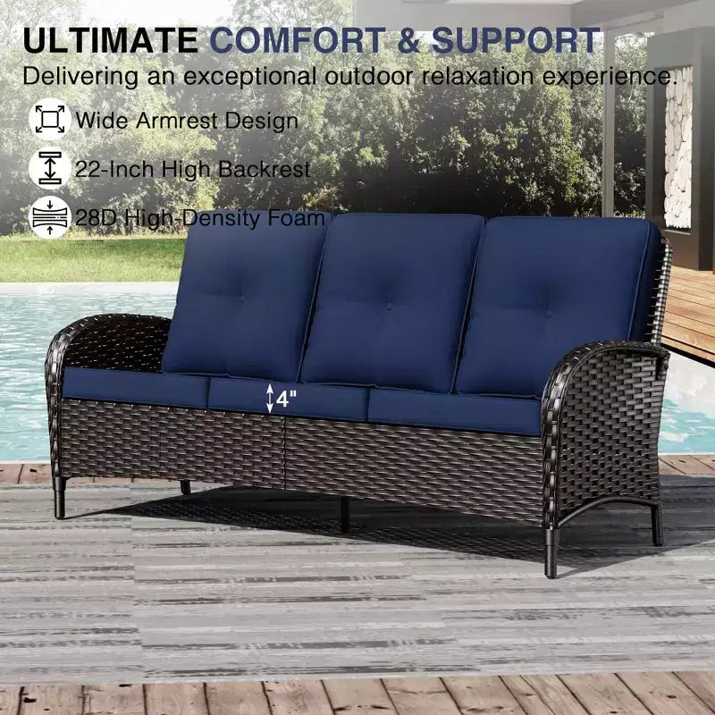 UPTIOT Ensemble de canapé d'extérieur modulaire avec poufs convertibles et coussins résistants aux intempéries