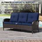UPTIOT Ensemble de canapé d'extérieur modulaire avec poufs convertibles et coussins résistants aux intempéries