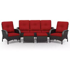 UPTIOT Ensemble de canapé d'extérieur modulaire avec poufs convertibles et coussins résistants aux intempéries