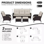 UPTIOT Ensemble de canapé d'extérieur modulaire avec poufs convertibles et coussins résistants aux intempéries