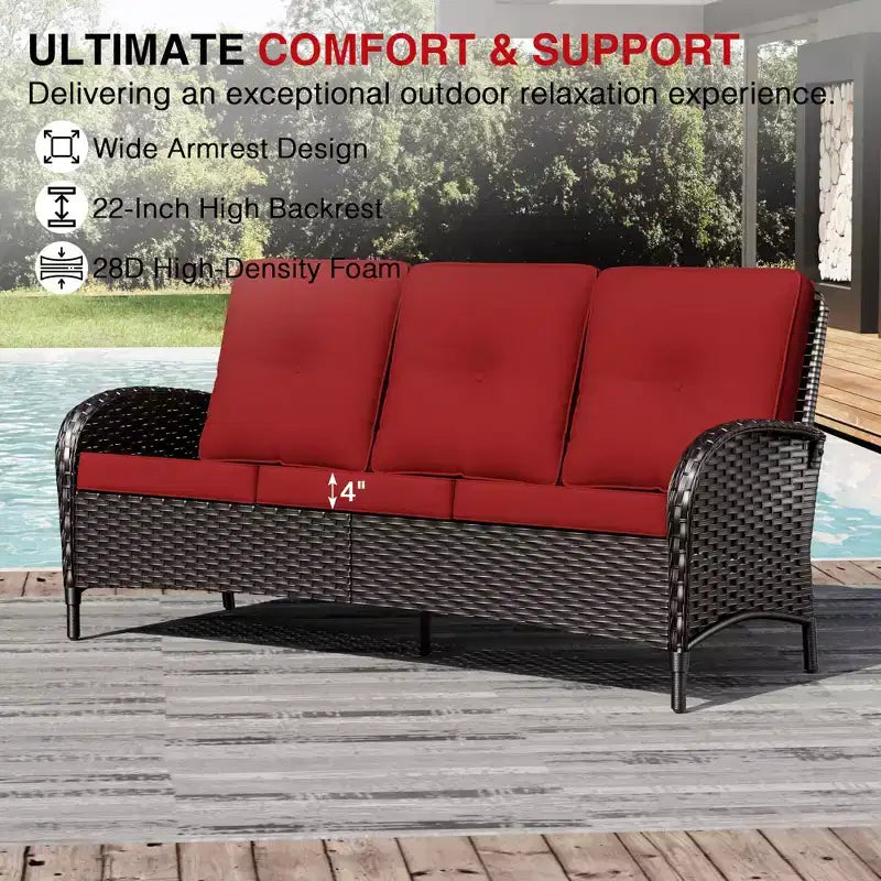 UPTIOT Ensemble de canapé d'extérieur modulaire avec poufs convertibles et coussins résistants aux intempéries