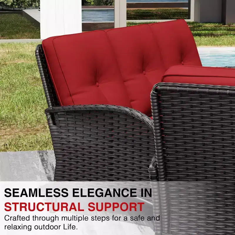 UPTIOT Ensemble de canapé d'extérieur modulaire avec poufs convertibles et coussins résistants aux intempéries