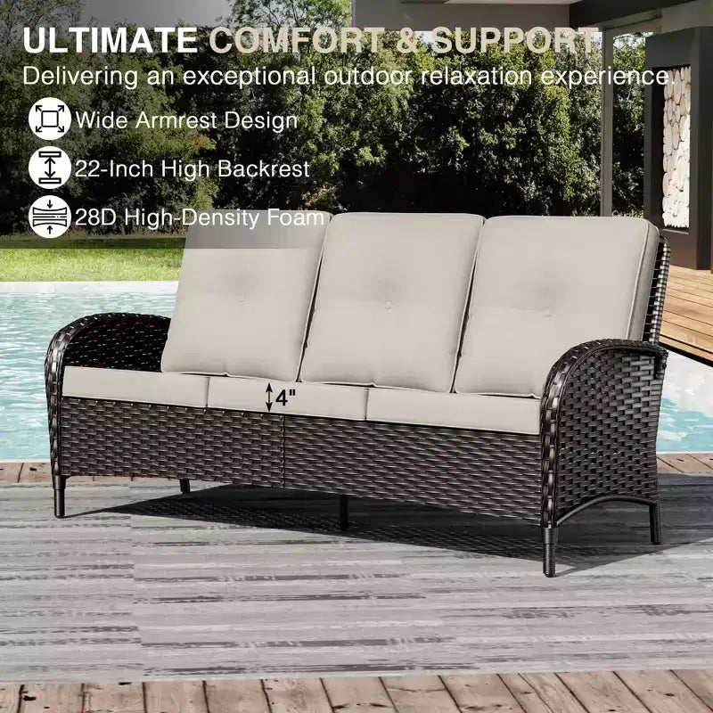 UPTIOT Ensemble de canapé d'extérieur modulaire avec poufs convertibles et coussins résistants aux intempéries