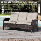 UPTIOT Ensemble de canapé d'extérieur modulaire avec poufs convertibles et coussins résistants aux intempéries
