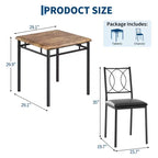 Ensemble table et chaises pour 2, petite table de cuisine avec 2 chaises rembourrées, table et chaises de salle à manger en bois de style ferme pour cuisine, appartement