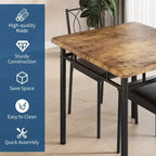Ensemble table et chaises pour 2, petite table de cuisine avec 2 chaises rembourrées, table et chaises de salle à manger en bois de style ferme pour cuisine, appartement