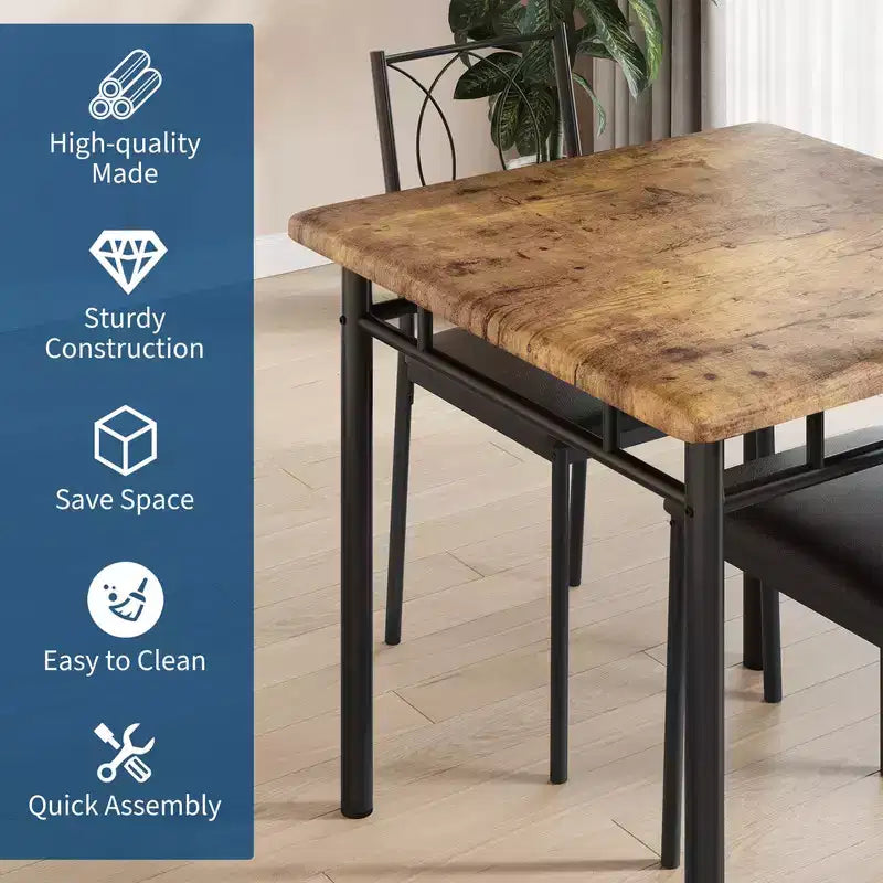 Ensemble table et chaises pour 2, petite table de cuisine avec 2 chaises rembourrées, table et chaises de salle à manger en bois de style ferme pour cuisine, appartement