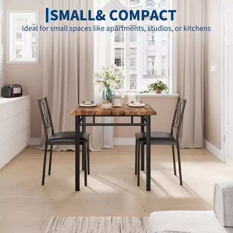 Ensemble table et chaises pour 2, petite table de cuisine avec 2 chaises rembourrées, table et chaises de salle à manger en bois de style ferme pour cuisine, appartement