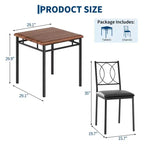 Ensemble table et chaises pour 2, petite table de cuisine avec 2 chaises rembourrées, table et chaises de salle à manger en bois de style ferme pour cuisine, appartement