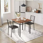 Ensemble table et chaises pour 2, petite table de cuisine avec 2 chaises rembourrées, table et chaises de salle à manger en bois de style ferme pour cuisine, appartement