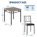 Ensemble table et chaises pour 2, petite table de cuisine avec 2 chaises rembourrées, table et chaises de salle à manger en bois de style ferme pour cuisine, appartement