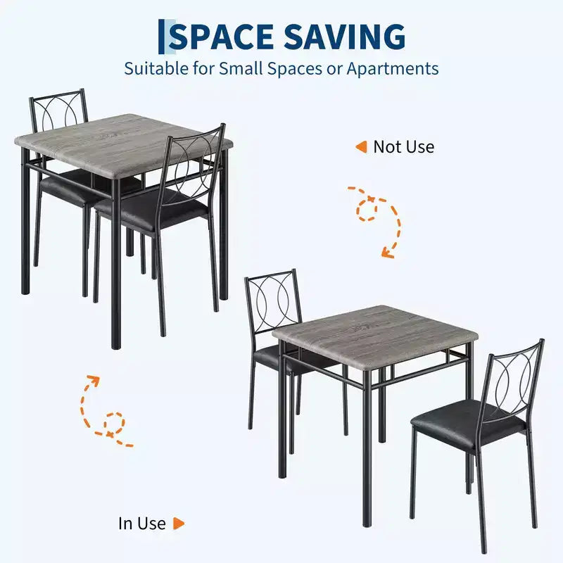 Ensemble table et chaises pour 2, petite table de cuisine avec 2 chaises rembourrées, table et chaises de salle à manger en bois de style ferme pour cuisine, appartement