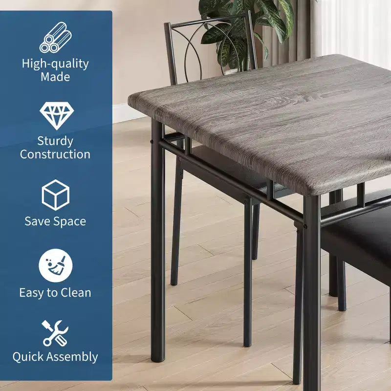 Ensemble table et chaises pour 2, petite table de cuisine avec 2 chaises rembourrées, table et chaises de salle à manger en bois de style ferme pour cuisine, appartement
