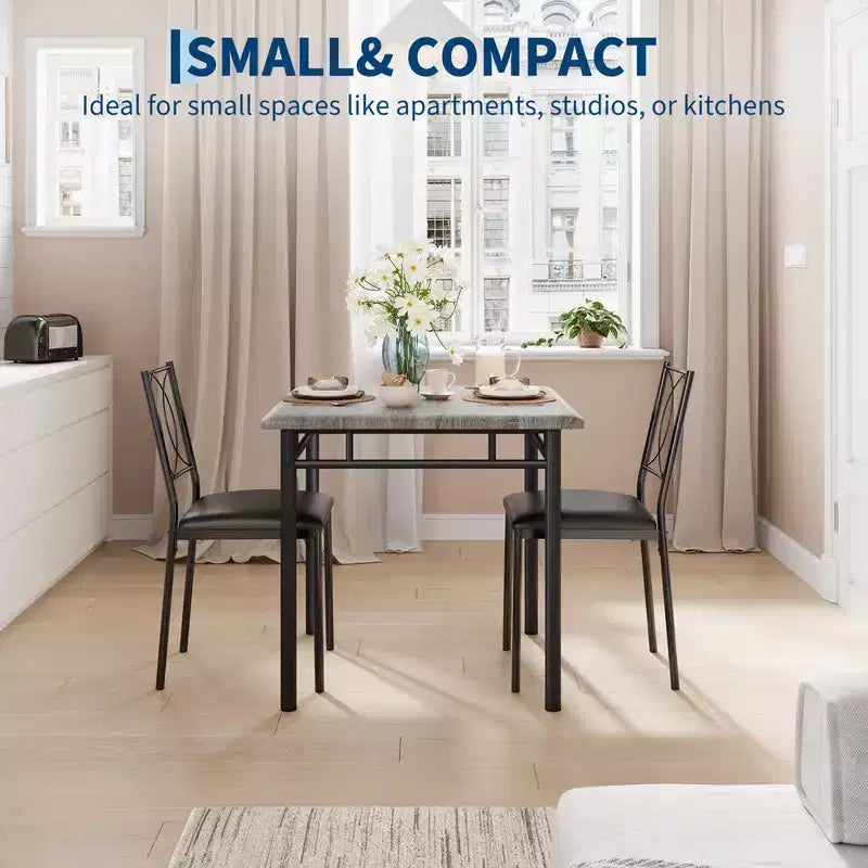 Ensemble table et chaises pour 2, petite table de cuisine avec 2 chaises rembourrées, table et chaises de salle à manger en bois de style ferme pour cuisine, appartement