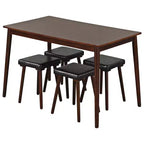 Ensemble de salle à manger 5 pièces Costway pour 4 personnes avec 4 tabourets rembourrés Pieds en bois d'hévéa pour la cuisine