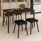 Ensemble de salle à manger 5 pièces Costway pour 4 personnes avec 4 tabourets rembourrés Pieds en bois d'hévéa pour la cuisine