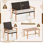 Costway Ensemble de Meubles de Jardin 8 Pièces avec Table Basse en Bois d'Acacia et Coussins Moelleux pour Jardin