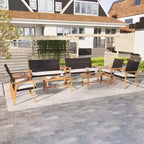 Costway Ensemble de Meubles de Jardin 8 Pièces avec Table Basse en Bois d'Acacia et Coussins Moelleux pour Jardin