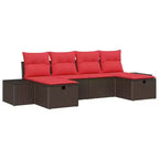 vidaXL Garden Sofa Set with Cushion 6 pcs Brown Poly rattan