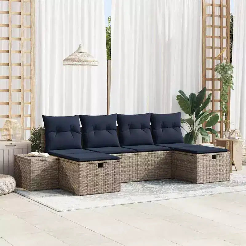 vidaXL Salon de jardin avec coussins 6 pcs Résine tressée marron