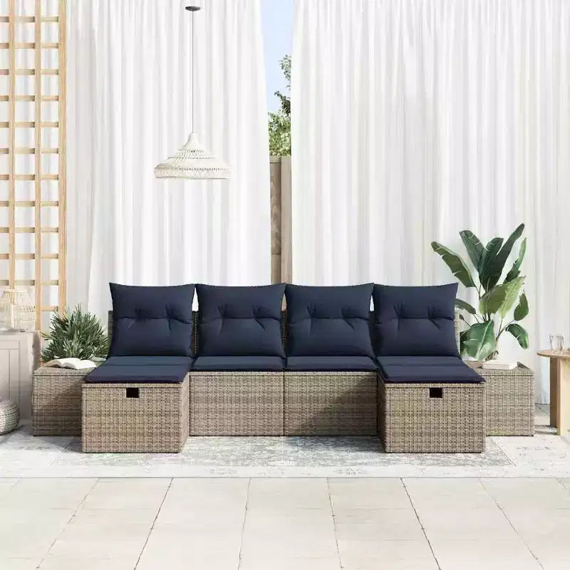 vidaXL Salon de jardin avec coussins 6 pcs Résine tressée marron