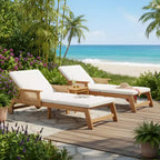 Christopher Knight Home Sakura Ensemble moderne 3 pièces avec bain de soleil en acacia et table à lattes avec accoudoirs en osier