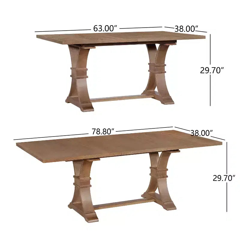 Ensemble de salle à manger extensible 7 pièces Elowen Christopher Knight Home en bois d'hévéa de style fermier avec chaises rembourrées en tissu rotin
