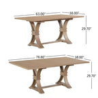 Ensemble de salle à manger extensible 7 pièces Elowen Christopher Knight Home en bois d'hévéa de style fermier avec chaises rembourrées en tissu rotin
