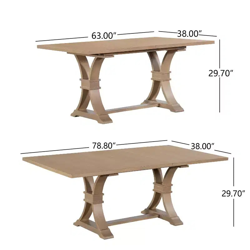 Ensemble de salle à manger extensible 7 pièces Elowen Christopher Knight Home en bois d'hévéa de style fermier avec chaises rembourrées en tissu rotin