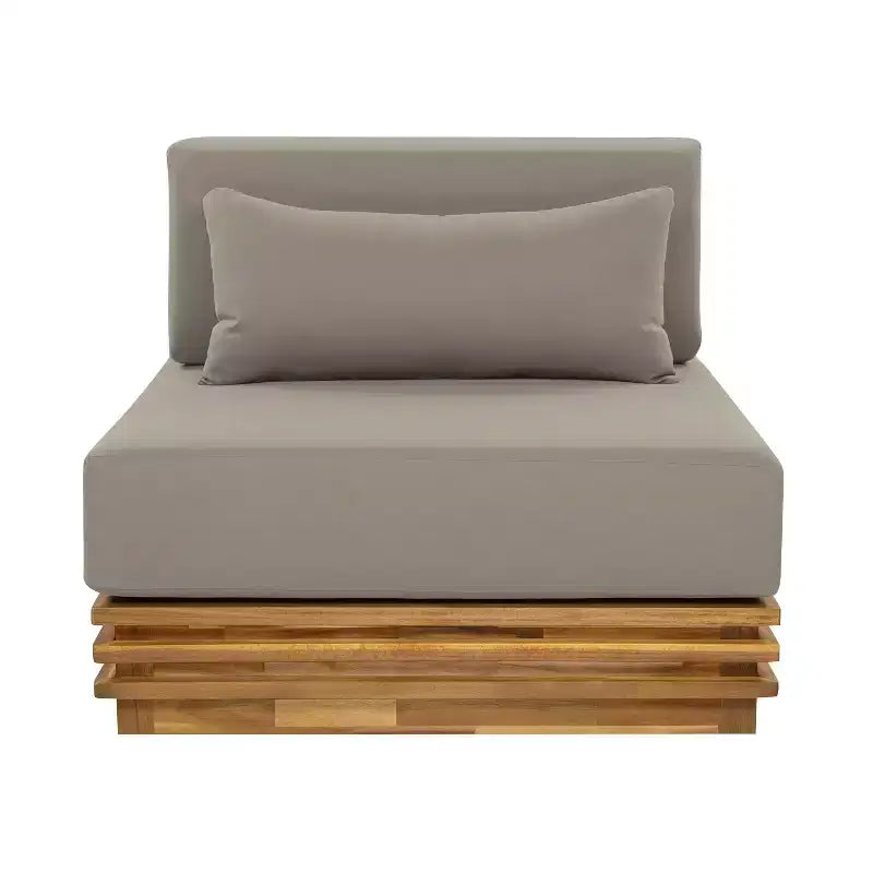 Christopher Knight Home Nolan Ensemble de conversation de patio moderne 3 pièces en bois d'acacia avec fauteuils club surdimensionnés et table d'appoint