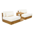 Christopher Knight Home Nolan Ensemble de conversation de patio moderne 3 pièces en bois d'acacia avec fauteuils club surdimensionnés et table d'appoint