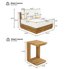 Christopher Knight Home Nolan Ensemble de conversation de patio moderne 3 pièces en bois d'acacia avec fauteuils club surdimensionnés et table d'appoint
