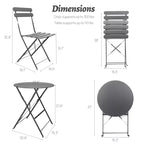 Ensemble de 3 chaises et table de bistrot en métal pour balcon/patio