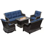 Ensemble modulaire d'extérieur UPTIOT avec canapé 3 places, causeuse, fauteuils à bascule et table brasero convertible