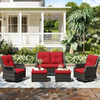 Ensemble extérieur modulaire UPTIOT : Canapé 2 places, 2 fauteuils à bascule et 2 poufs pour un confort de patio modulable