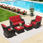 Ensemble extérieur modulaire UPTIOT : Canapé 2 places, 2 fauteuils à bascule et 2 poufs pour un confort de patio modulable
