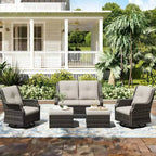 Ensemble extérieur modulaire UPTIOT : Canapé 2 places, 2 fauteuils à bascule et 2 poufs pour un confort de patio modulable