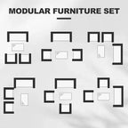 Ensemble de meubles de patio extérieur 4 pièces, ensembles de conversation en rotin osier, ensemble de patio bistrot avec 2 chaises, coussin doux, causeuse et 1 table basse en verre