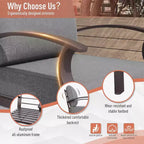 ALAULM Ensemble de mobilier de jardin en aluminium 7 places, avec fauteuil pivotant à bascule et table basse en métal