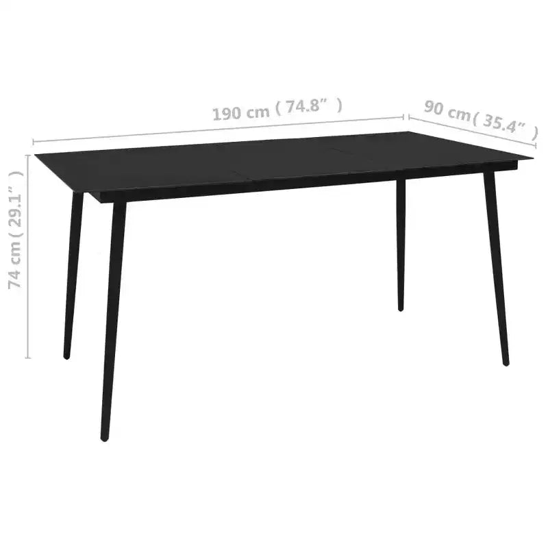 vidaXL Ensemble de salle à manger Noir Résine tressée, acier laqué, verre Grand