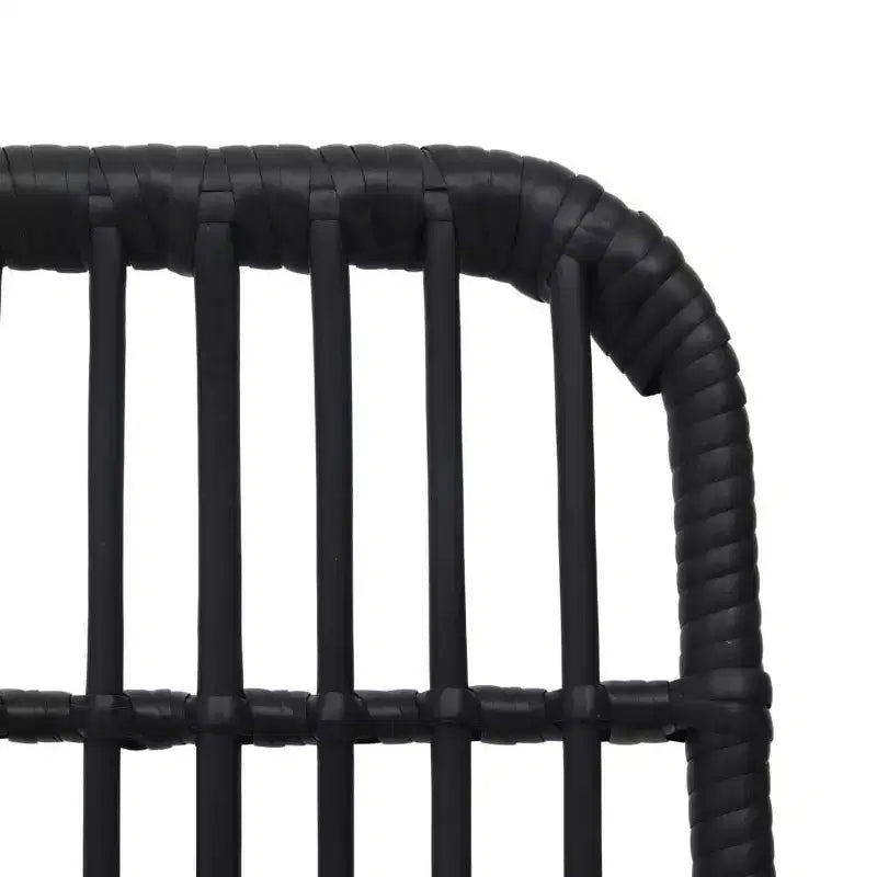 vidaXL Ensemble de salle à manger Noir Résine tressée, acier laqué, verre Grand