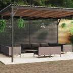 vidaXL Salon de jardin modulaire en résine tressée gris foncé grand format