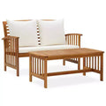 vidaXL Garden Lounge Set Cream white cushions, Natural wood