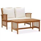 vidaXL Garden Lounge Set Cream white cushions, Natural wood