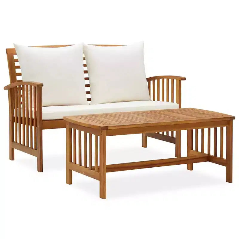 vidaXL Garden Lounge Set Cream white cushions, Natural wood