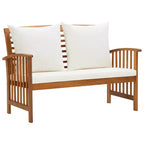 vidaXL Salon de jardin Coussins crème, Bois naturel