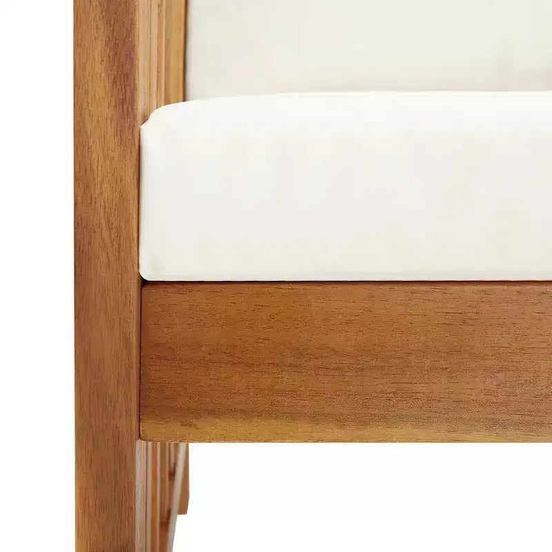 vidaXL Salon de jardin Coussins crème, Bois naturel