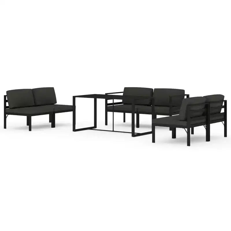 vidaXL Garden Lounge Set Anthracite Aluminum, Polyester Large Modular
