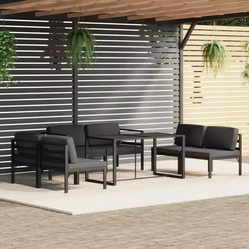 vidaXL Salon de jardin anthracite en aluminium, polyester grand modulaire
